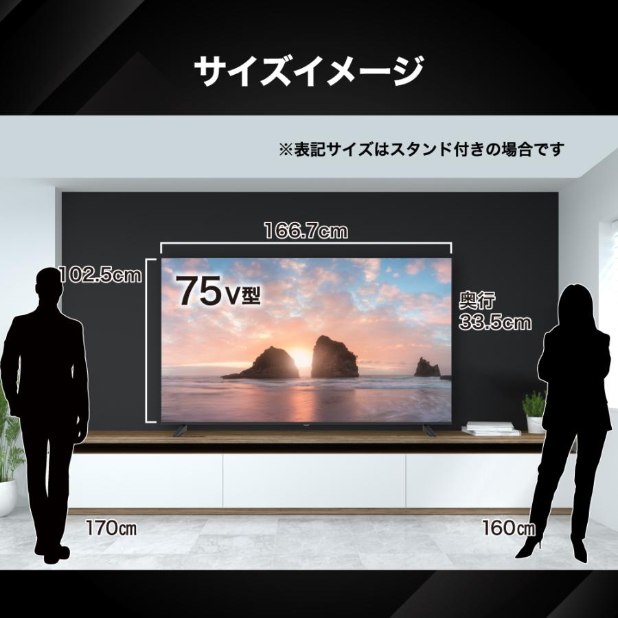 BLUEWIDE 75V型 4K HDR Google TV 液晶 テレビ チューナーレス
