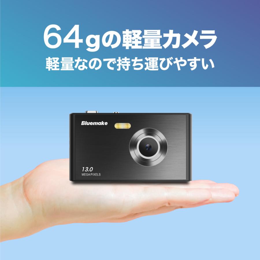 BLUEWIDE スリムカメラ 32GB付き スリムカメラ ブラック 有効画素数1300万 5K動画 オートフォーカス