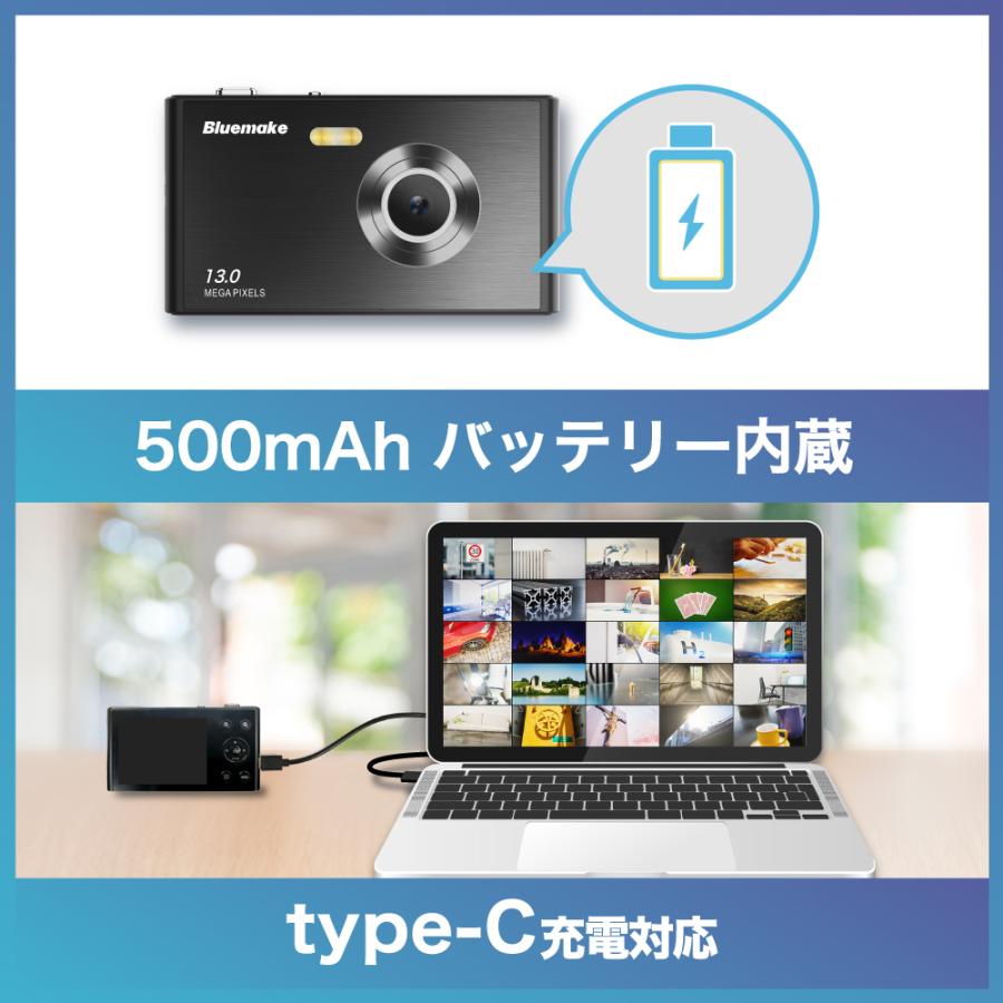 スリムカメラ ブラック 有効画素数1300万 5K動画 オートフォーカス
