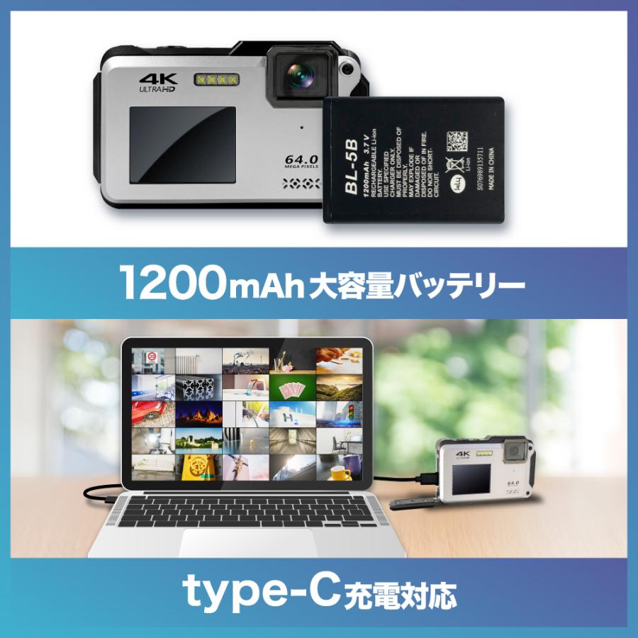 BLUEWIDE 防水コンパクトデジタルカメラ 防塵 耐衝撃 6400万画素 BLUEWIDE 防水コンパクトデジタルカメラ 防塵 耐衝撃 6400万画素