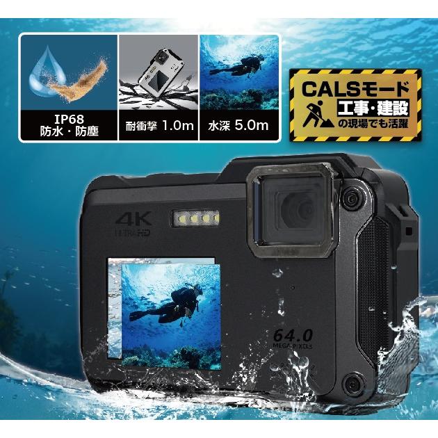 BLUEWIDE 防水 コンパクトデジタルカメラ IPX8 防塵 有効画素1300万 4K