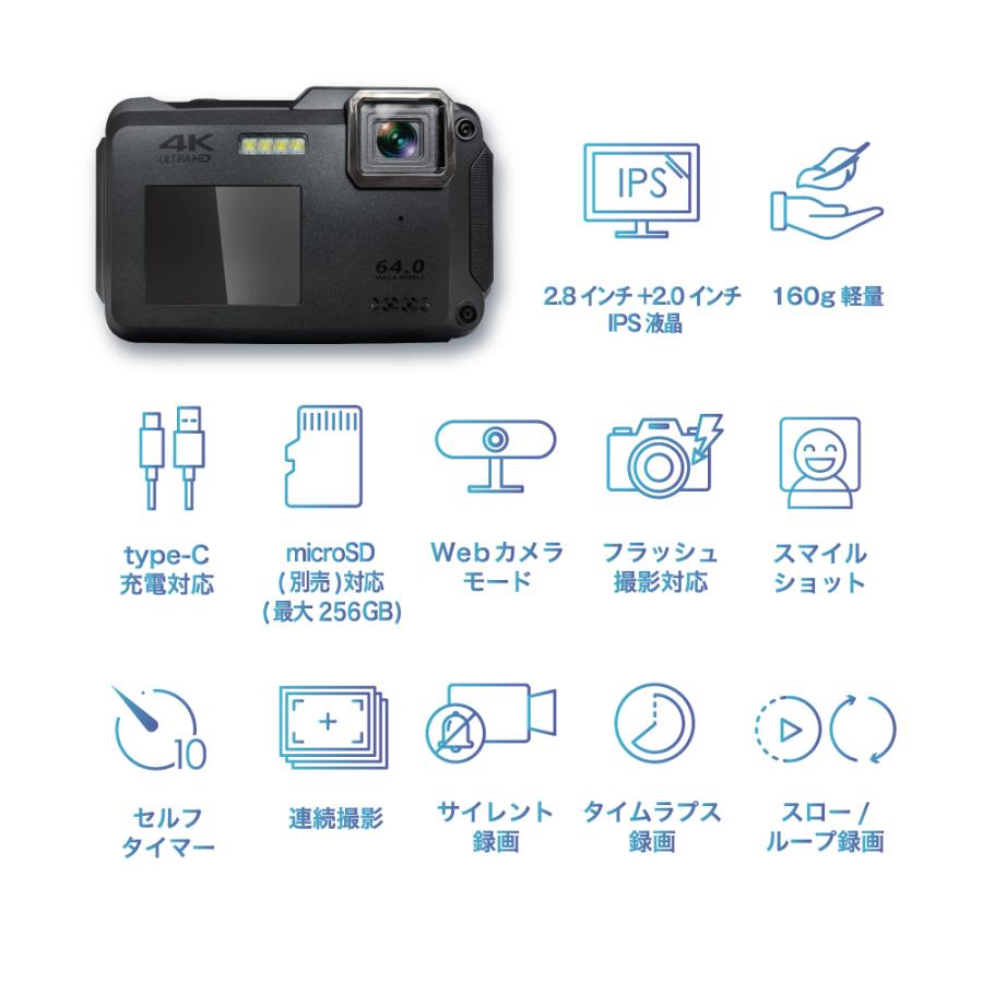 防水機能搭載、高画質500万画素の防水コンパクトデジタルカメラ MWP200 ナガオカ movio コンパクトデジタルカメラ 500万画素 防水 (IPX8