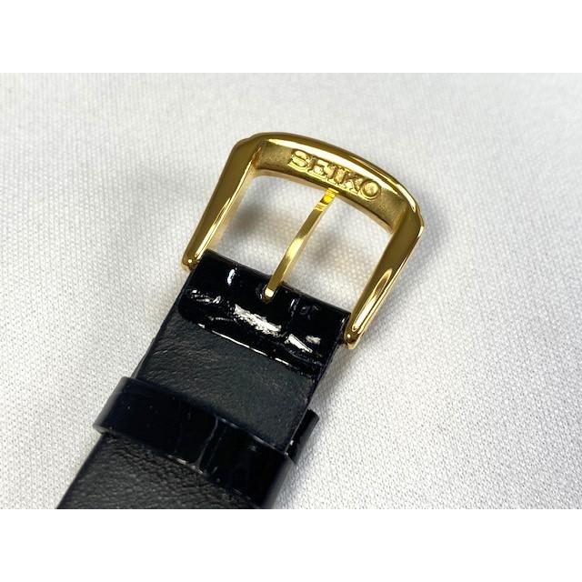 DA08 SEIKO セイコー 18mm 純正革ベルト クロコダイル フランス仕立て ブラック ネコポス送料無料の画像