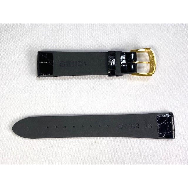 SEIKO（セイコー） DA30 SEIKO 18mm 純正革ベルト サイドワニ ブラック