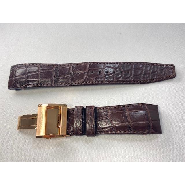 L0CK013P9 SEIKO アストロン 22mm 純正革ベルト クロコダイル ブラウン SBXB096/8X22-0AG0他用 ネコポス送料無料 