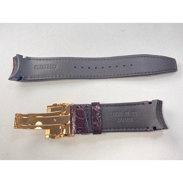 L0CK013P9 SEIKO アストロン 22mm 純正革ベルト クロコダイル ブラウン SBXB096/8X22-0AG0他用 ネコポス送料無料 