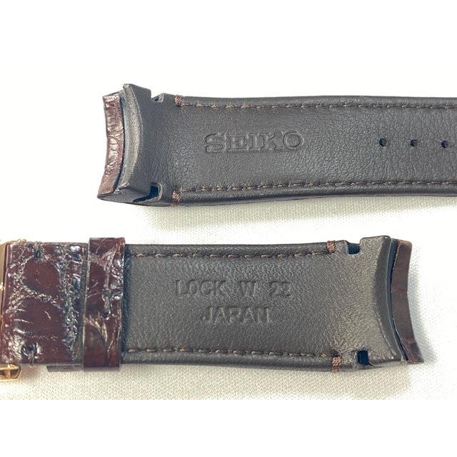 L0CK013P9 SEIKO アストロン 22mm 純正革ベルト クロコダイル ブラウン SBXB096/8X22-0AG0他用 ネコポス送料無料 
