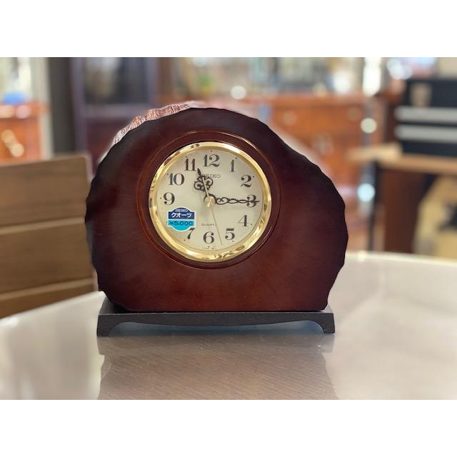 SEIKO QZ456B セイコー 置時計 クオーツクロック 茶色 年輪