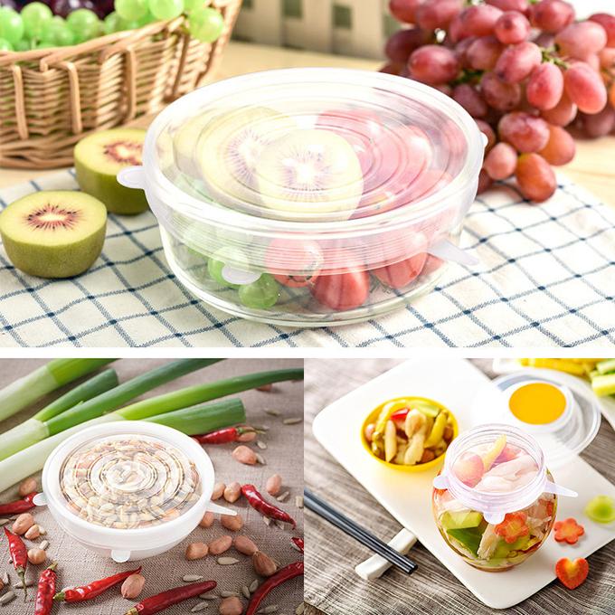透明シリコン食品保存カバー シリコンラップ シリコンリッド 6枚セット 食品保存用 シリコン蓋 調理器具