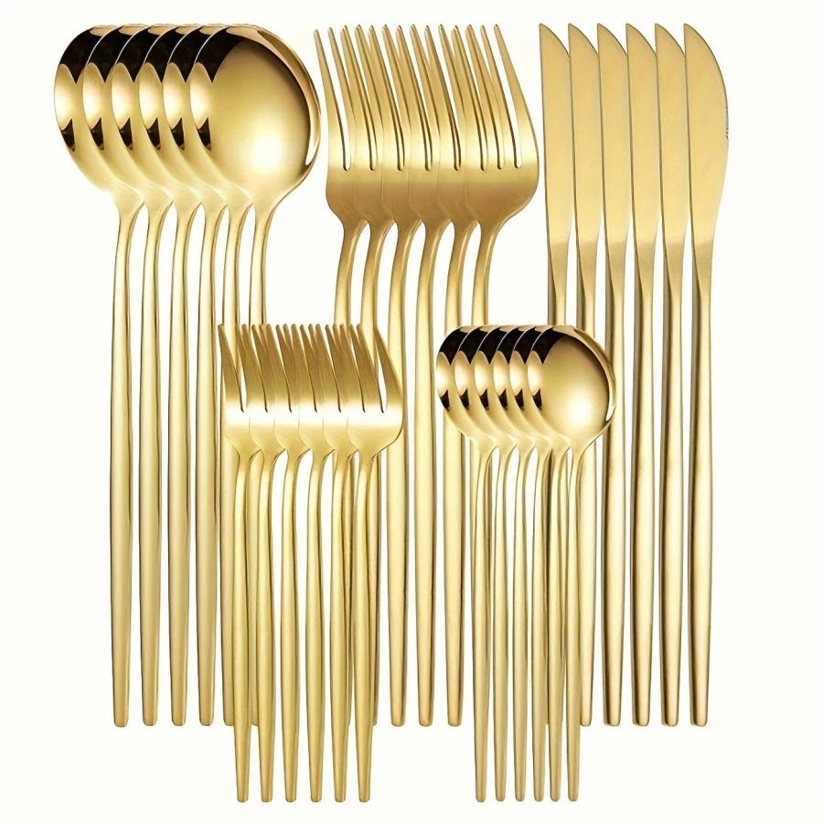 30点セット】 ゴールド シルバー ステンレスカトラリーセット