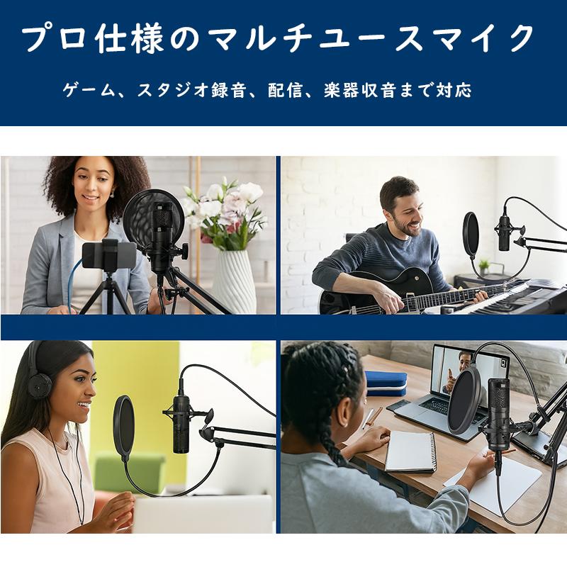 プロ仕様】アーム付きUSB接続 ポッドキャスト/ASMR/音楽制作用 高音質