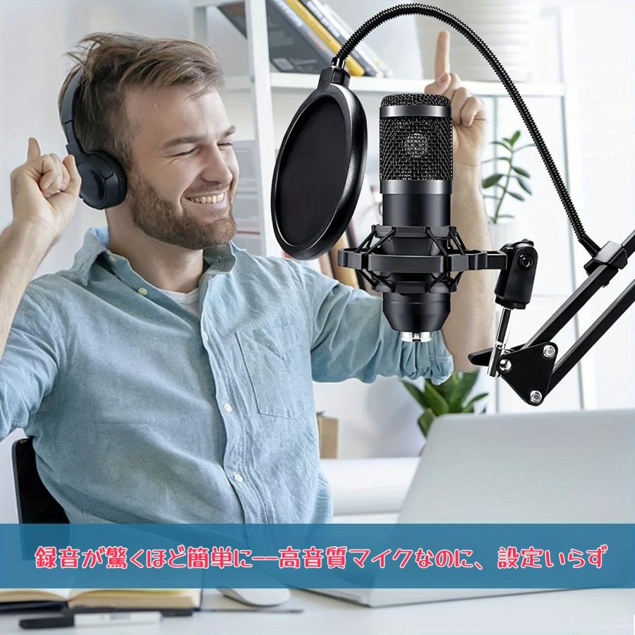 プロ仕様】アーム付きUSB接続 ポッドキャスト/ASMR/音楽制作用 高音質