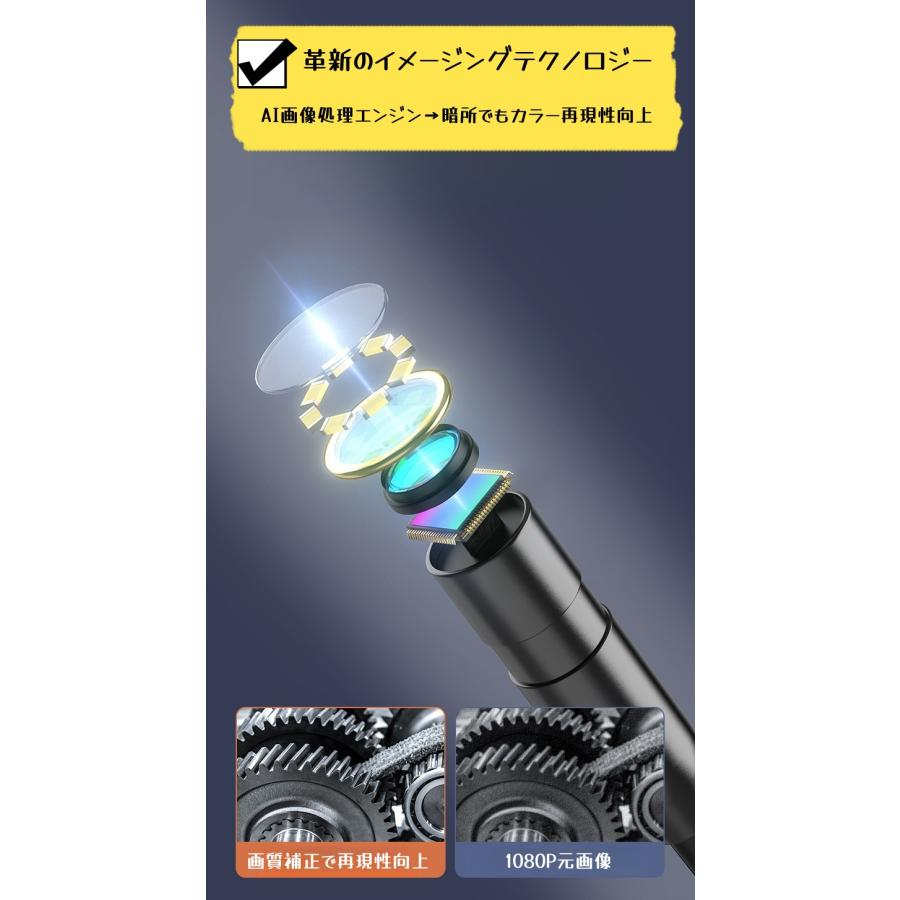7mm超細径 3in1内視鏡カメラ 5mケーブル 工業用内視鏡 HD高画質