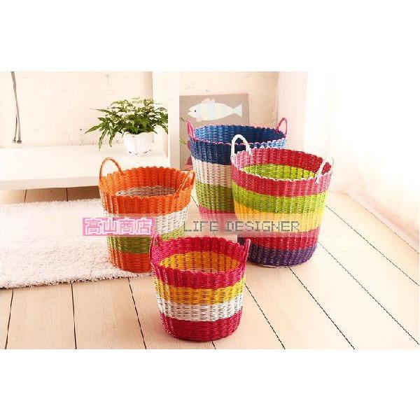 送料無料 ランドリーボックス 円形 手編み 中・M おしゃれ スタック