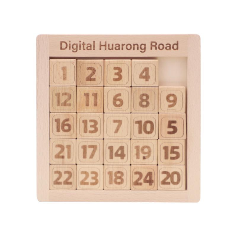 木製パズル 数字スライド24タイルパズル 知育玩具 モンテッソーリ教具