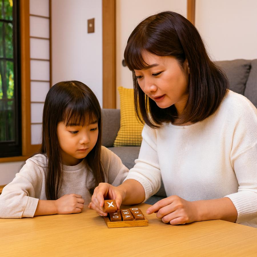 天然木製 ○×ゲーム ボードゲーム 知育玩具 木のおもちゃ 図形認識力を