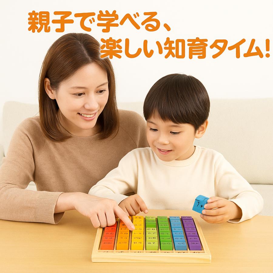 木製九九ブロック 知育玩具 九九表 学習おもちゃ 算数教材 1×1〜9×9