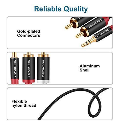 SHULIANCABLE 3.5mm to 2RCA 変換 ステレオオーディオケーブル, オス to 2*オス RCA ケーブル Y スプリッタ設計|takayasan|02