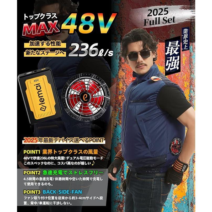 48V最強進化2025新型ファンバッテリーセット PSE認証済 熱中症対策 妥協なき暴風 48V最強進化】2025新型ファンバッテリーセット 2