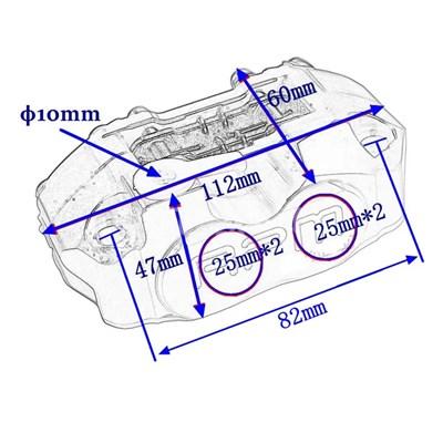 【並行輸入品】3穴ゲージ付きブレーキローターセット 220mm 4ピストンブレーキキャリパー 付属 Yamaha Yamaha Freesox Nitro bws 100 ジョグ 50バイク用