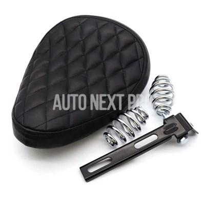 ハーリーチョッパーボバーカフェレーサー用 カスタムバイクPUレザーサドルシートクッション3 インチスプリングソロサポートシート汎用の画像