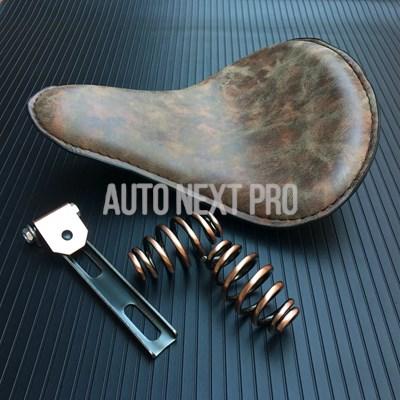 並行輸入品】レトロ バイク サドルシート オレンジ 黒 ソロシート 3つ