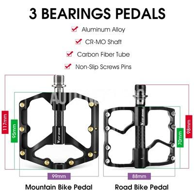 WEST BIKING-超軽さロードバイクペダル 3ベアリング 炭素 がら明きペダル 上滑り打ちきり サイクリングアクセサリー