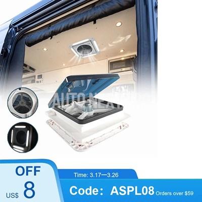 並行輸入品】ルーフベントファン LEDライト 防虫ネット 手動制御リフト