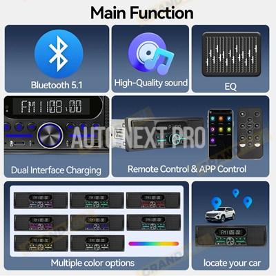 車 MP3 ラジオプレーヤー 1Din FM Bluetooth USB AUX 内蔵 15Wx2