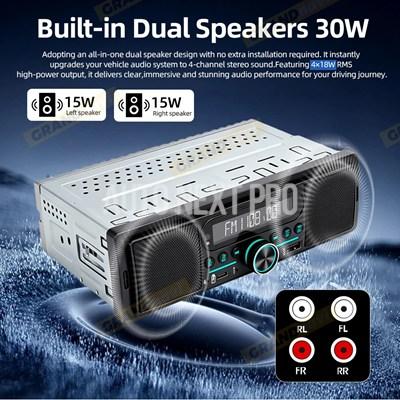 車 MP3 ラジオプレーヤー 1Din FM Bluetooth USB AUX 内蔵 15Wx2
