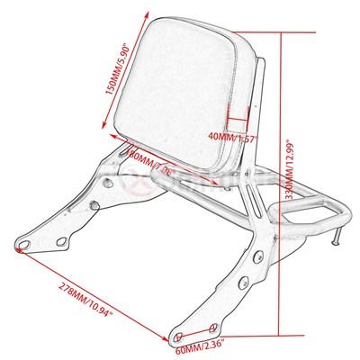 バイクバックレストシーシーバーキャリアラックトライアンフストリート 