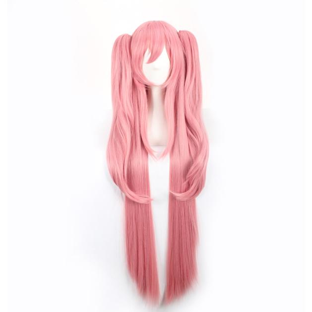 100cm】ピンク ロングツインテールウィッグ ハーフツイン コスプレ