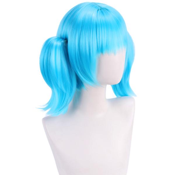 30cm】水色 ショート ツインテール ウィッグ お団子 ハーフツイン
