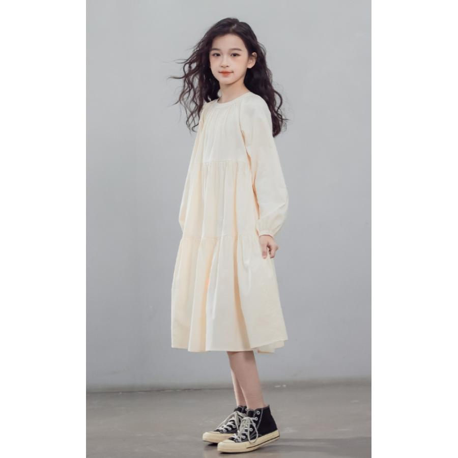 sg003 100％綿生地 コットン 長袖ワンピース 女の子 子供用 マキシ丈