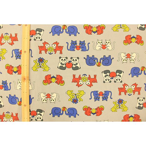 生地 布 動物柄 在庫限り KOKKA Retro School アニマル柄 グレー