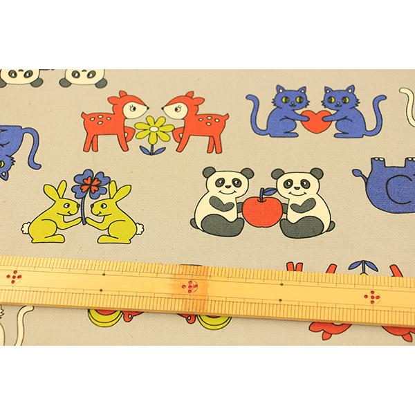 生地 布 動物柄 在庫限り KOKKA Retro School アニマル柄 グレー