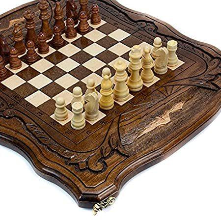 【人気急上昇】 Walnut 1 in 3 Handmade Handcraftoria Wood Checkers-Hi　　好評販売中 Set-Backgammon, Chess その他おもちゃ