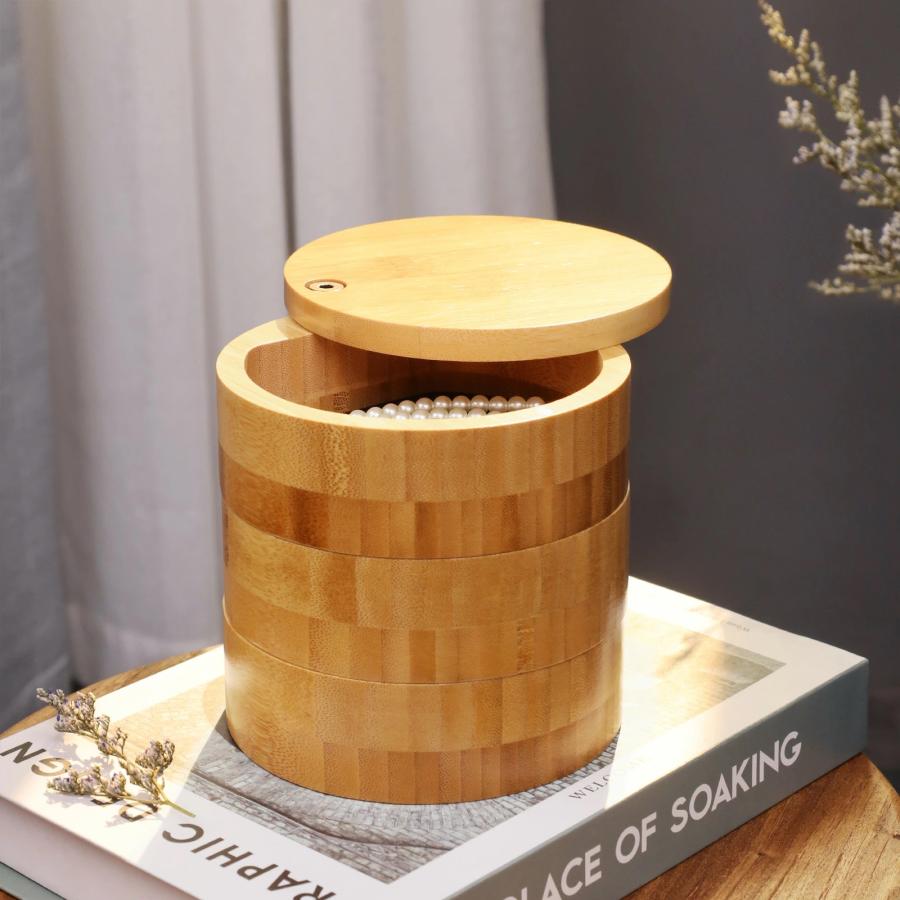 アクセサリーケース ジュエリーボックス ネックレス ピアス イヤリング 収納 オシャレ 小物入れ 指輪ケース SDGs 竹製 3段 ナチュラル ギフト TM-AC3 |  | 05
