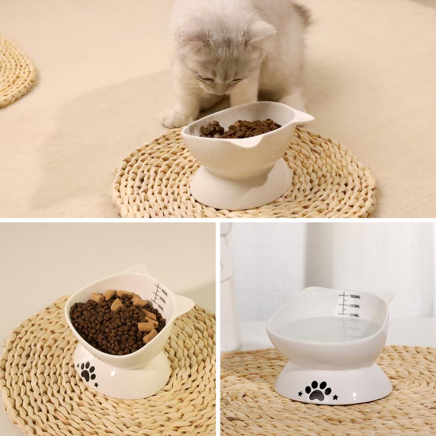 猫 エサ入れ 餌入れ フードボウル エサ皿 傾斜 ペット食器 陶器