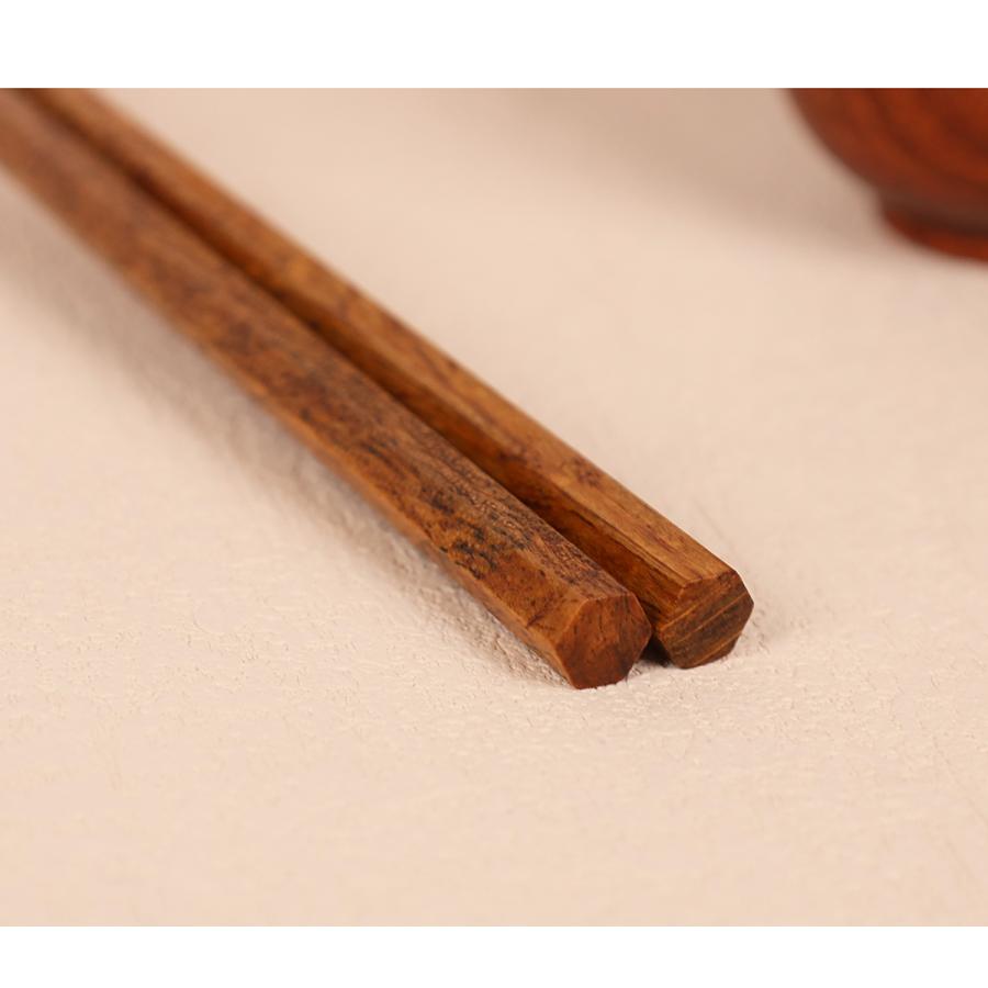 HTB お箸 5膳セット 22.5cm 木製箸 タガヤサン 手作り 六角 箸 滑ら