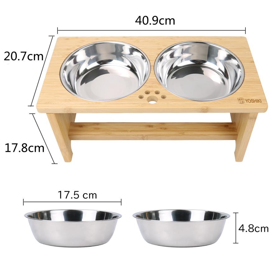 犬 食器台 フードスタンド Mサイズ 竹製 ペット食器台 猫 食器スタンド