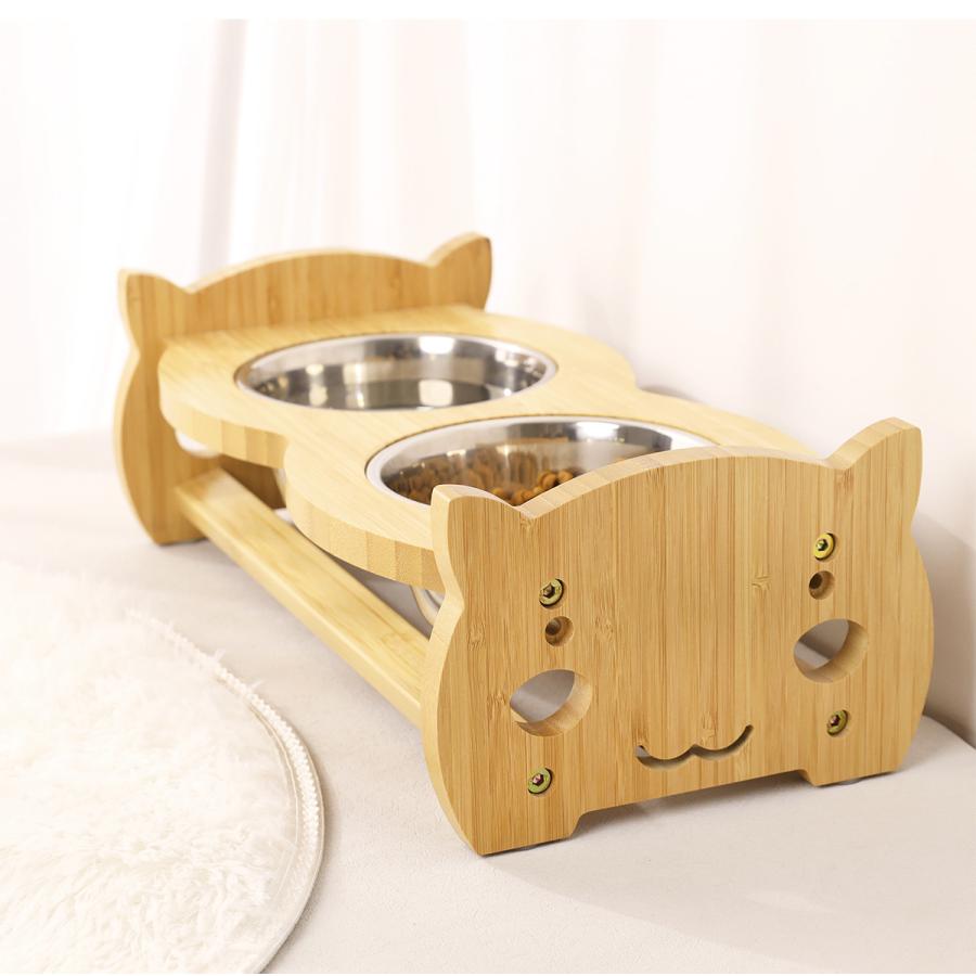 ペット用食器台 斜め 猫 犬 食器台 フードボール フードスタンド 食べやすい ペット用品 竹製 エサ台 餌 水入れ 多頭飼い YK-PN2 良木工房YOSHIKI |  | 06