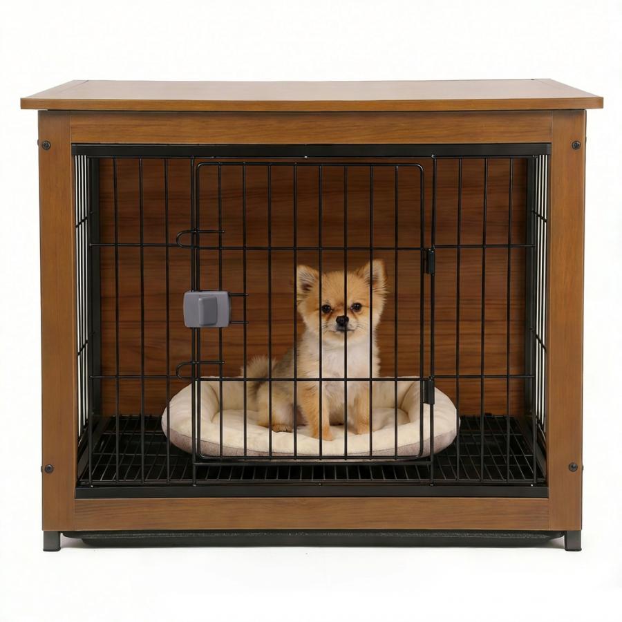 【良木工房YOSHIKI】木製 犬 ケージ 屋根付き 小型犬用 ペットサークル 室内用 ウッディサークル 天板付き 留守番 トイレトレーニング SDGs ブラウン YK-PS1 |  | 01