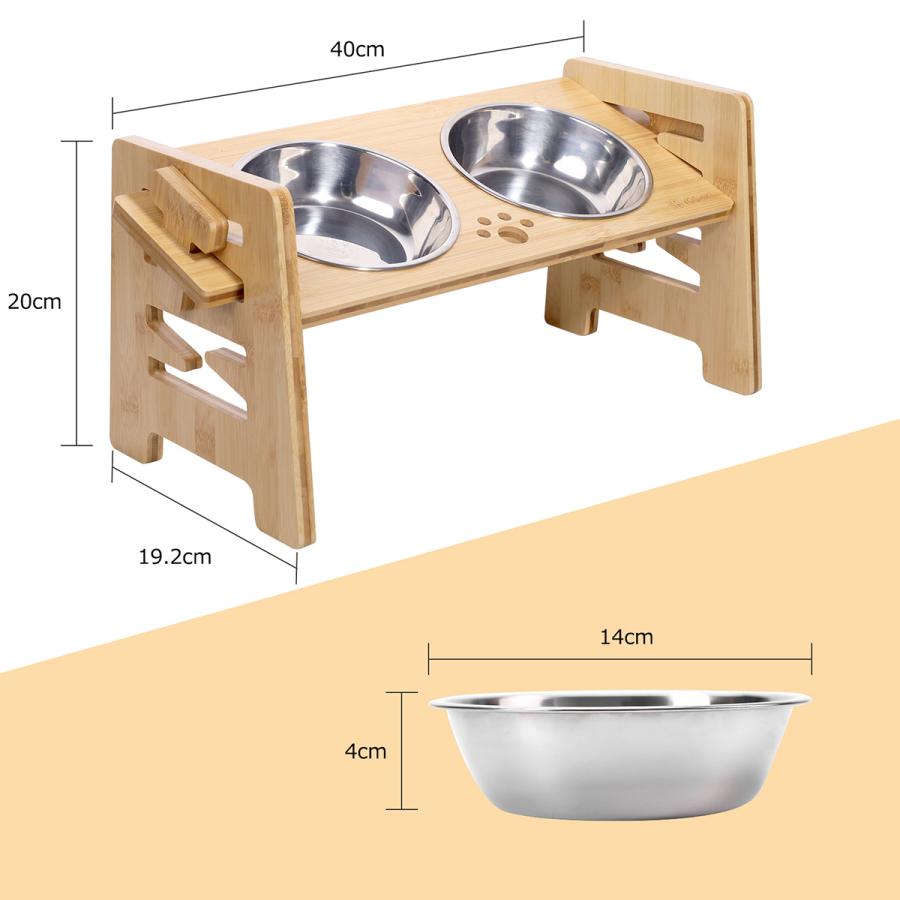 ペット食器台 高さ調節可能 4段階 フードスタンド 組み立て簡単 FSC認証100% 竹製 犬 猫 子犬シニア犬 多頭飼い 良木工房YOSHIKI YK-PW1｜takemi2017｜05
