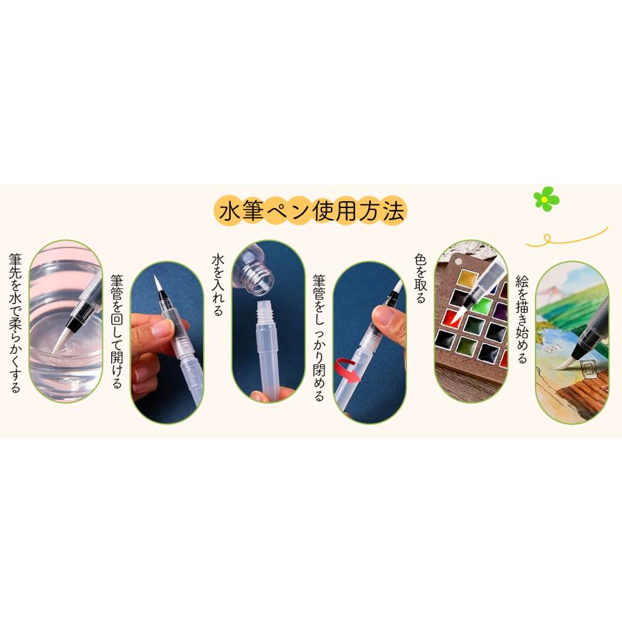 良木工房YOSHIKI 水彩絵具セット 12色 6ml ミニ水彩パレット 水彩ペン3
