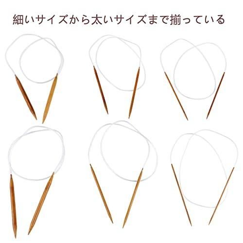輪針セット 編み針 18本セット 炭化竹製棒針 80cm 2.0mmから10.0mm グッズ道具付き 編み棒 手あみ針 手芸道具 手編|takemisa|07