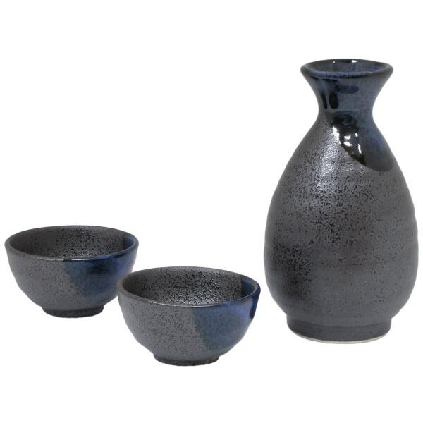 青流し黒吹清流 酒器セット 徳利・盃2個 日本製 美濃焼 :54055451084