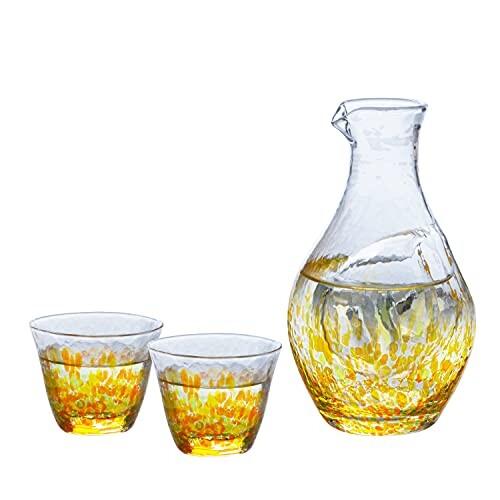 東洋佐々木ガラス 冷酒セット 水の彩 陽の彩 日本製 (ケース販売) オレンジ カラフェ 300ml 杯 80ml