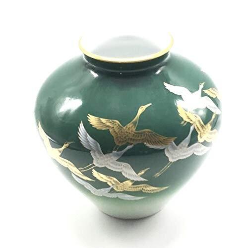 香蘭社 花瓶 鶴の舞 緑 大 1141-NB7 香蘭社 花瓶 鶴の舞 緑 大