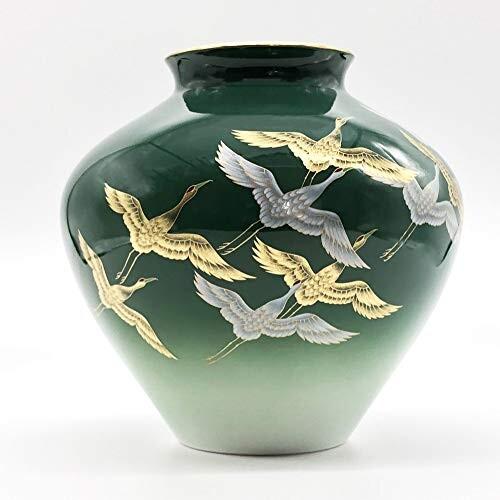 香蘭社 花瓶 鶴の舞 緑 大 1141-NB7 香蘭社 花瓶 鶴の舞 緑 大